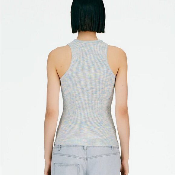 Tibi printed combed cotton ribbed tank - Picture 2 of 6